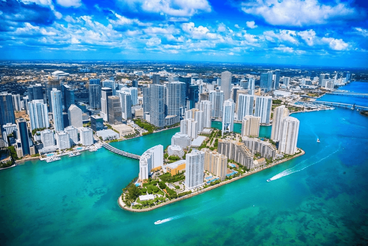 Miami skyline with high-rise buildings